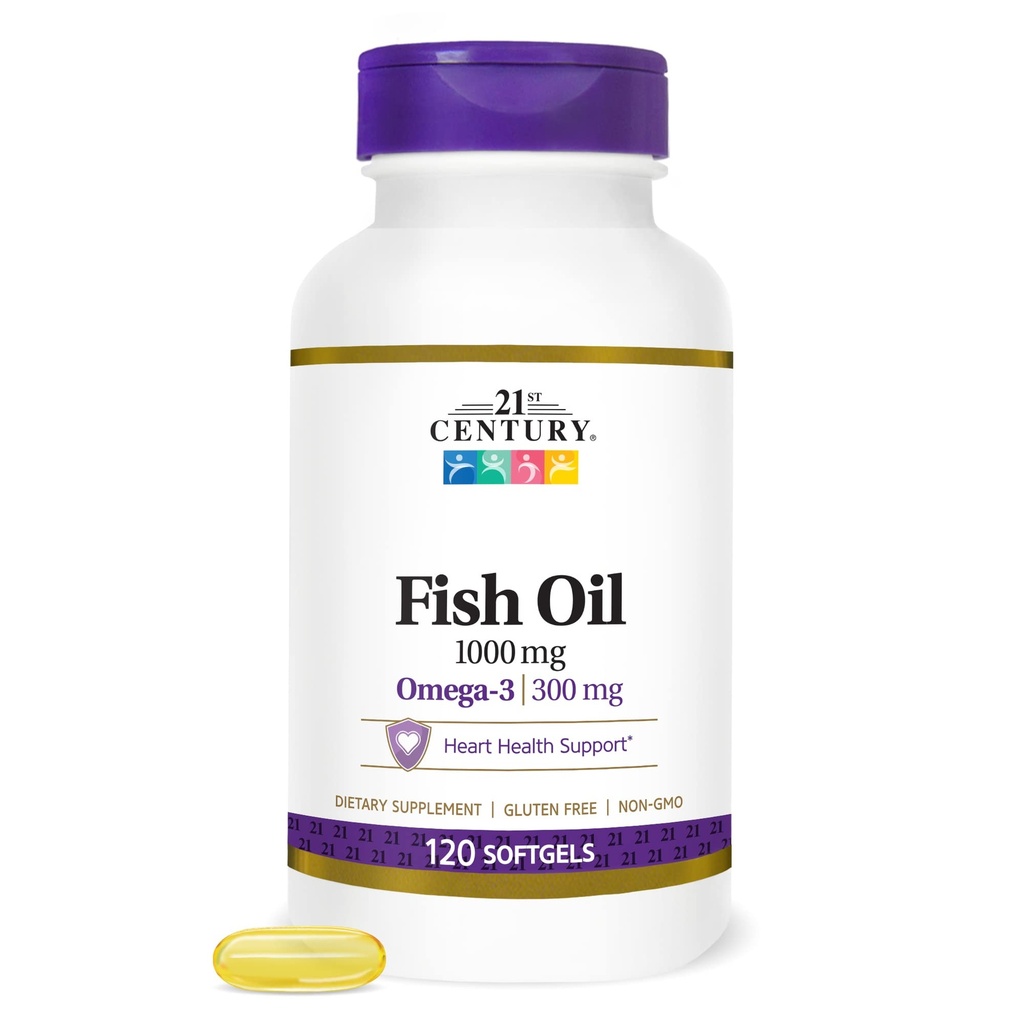 21. Yüzyıl Balık Yağı 1000 mg Softgels, 120 Kont