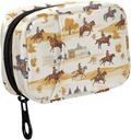 Fustylead Cowboy Ιππασία Ίππος και Κτίριο Χάπια Organizer για Purse, Weekly Portable Pill Box με Zipper για την αποθήκευση Βιταμίνες Fish Oils Συμπληρώματα