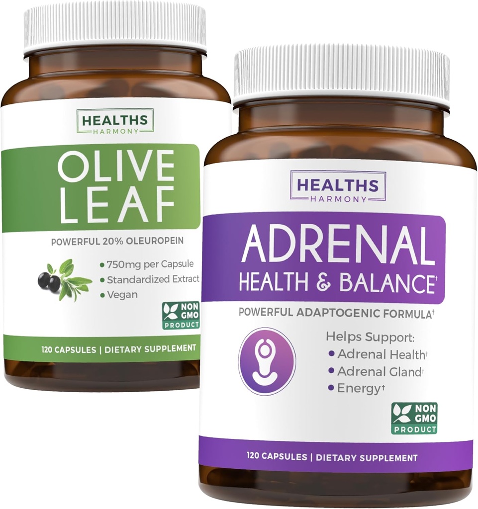 Εκχύλισμα φύλλων ελιάς & Adrenal Support (4-Month Supply) Zen & Vigor Bundle of Olive Leaf Extract (120 Κάψουλες) Super Strength & Adrenal Support (120 Capules) Ισχυρή Επιδερμική Υποστήριξη - Διατήρηση Ισορροπίας