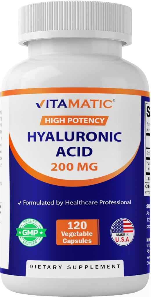 Vitamatic Hyaluronic Acid Supplements 200 mg - Sağlıklı Doku ve Ortaklara Destek - Genç Sağlıklı Cilt - 120 Capsules