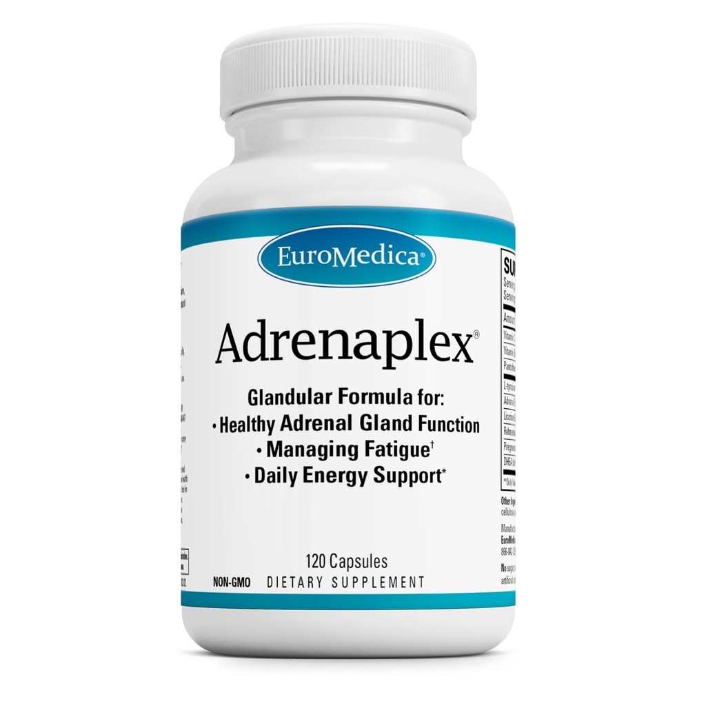 EuroMedica Adrenaplex - Συμπλήρωμα λειτουργίας Adrenal Gland - Συμπληρώματα υποστήριξης Glandular με Βιταμίνες C & B6 - Υποστηρίζει Υγιεινή λειτουργία Adrenal - Κρατήστε μακριά από τα παιδιά - 120 κάψουλες