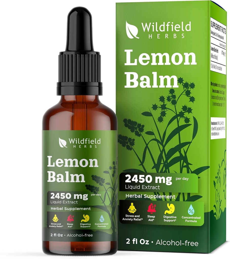 2 Limon Balm Extract Drops Liquid 2000 mg (Melissa officinalis) Herbal Absorbs Capsules, 2 Ay Supply, 84 Hizmet, Alkol Özgür Tincture - 2 Oz, 2 Oz, Pack of 2