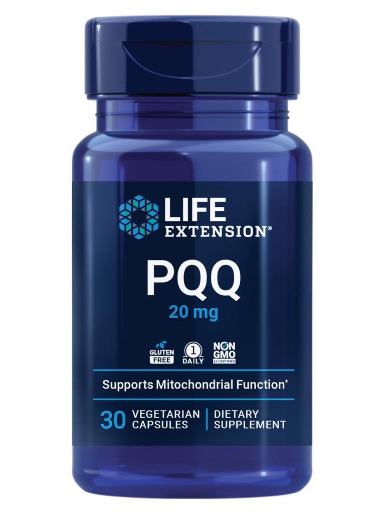 Επέκταση ζωής PQQ, πυρρολοκινολίνη κινόνη, 20 mg, Προάγει την ανάπτυξη των νέων μιτοχονδρίων, χωρίς γλουτένη, μη-ΓΤΟ, χορτοφάγων, 1 Καθημερινή, 30 κάψουλες