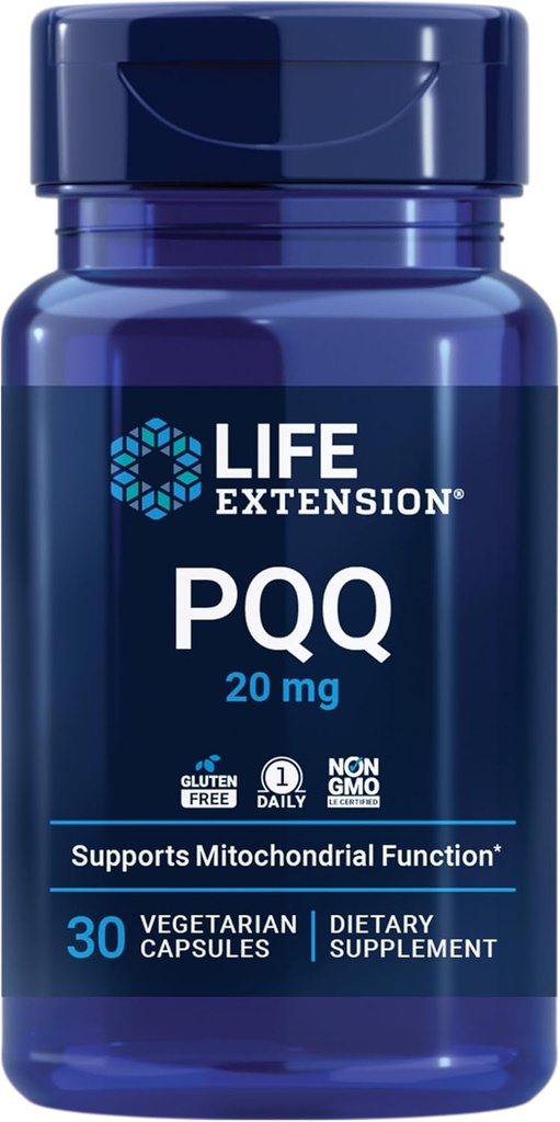 Life Extension PQ, pirroloquinoline Quinone, 20 mg, Yeni Mitochondria, Gluten-Free, Non-GMO, Vegetarian, 1 Daily, 30 Capsules