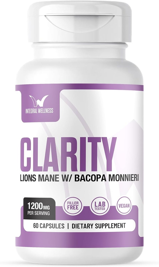 Clarity | Lions Mane + Bacopa - 3. Parti Test Edildi, Filler-Free, Klinik olarak Dosed, 60 Kont ( 1)