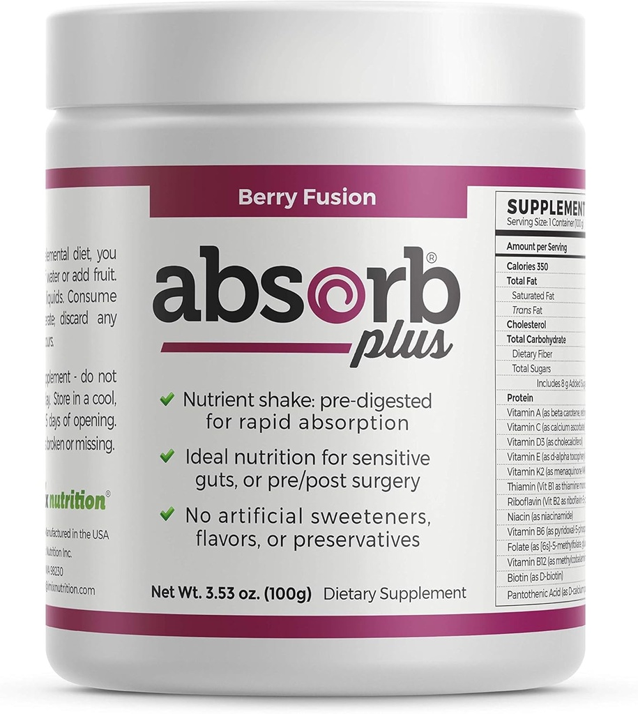 Protein - Geliştirilmiş Gut Health için Diyet Supplement, Ekstra Beslenme Desteği, Non-GMO, Gluten-Free, Lactose-Free, Casein-Free (100 g, Berry Fusion)