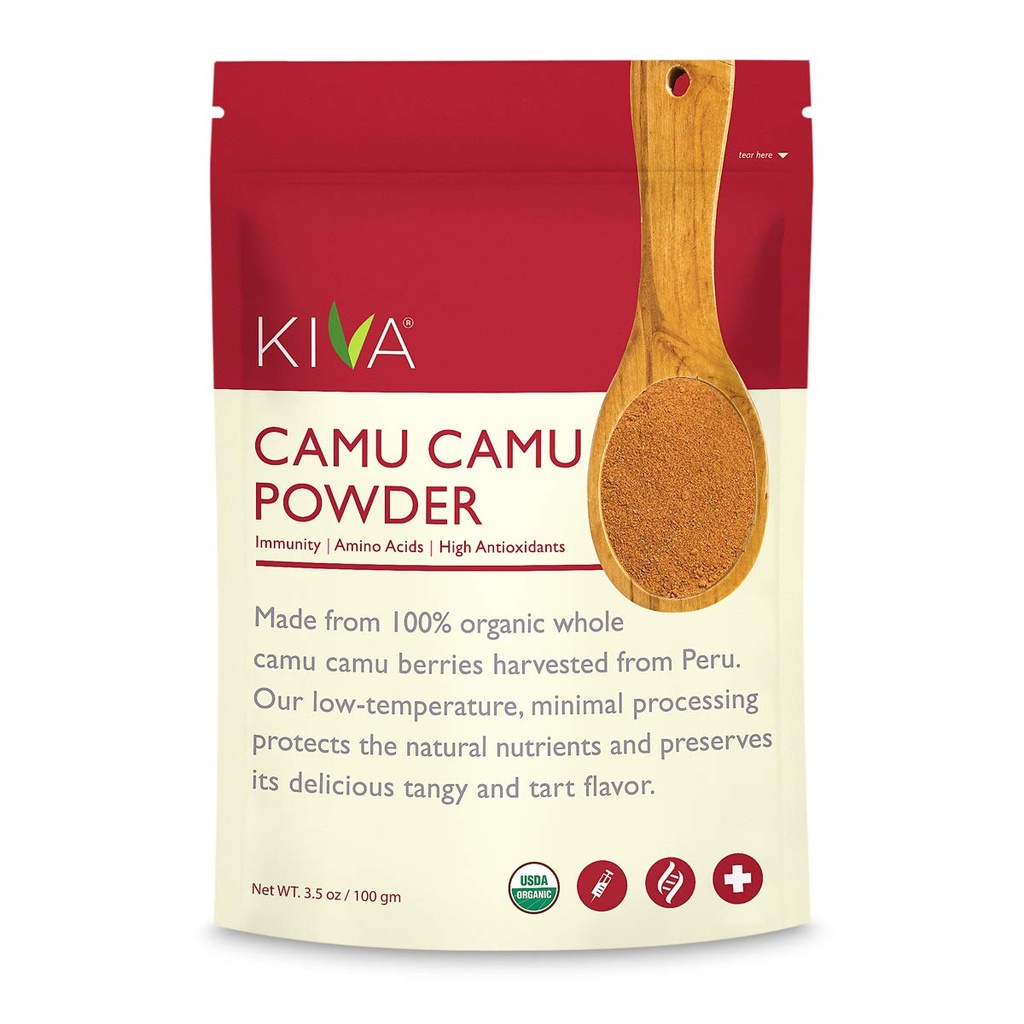 Kiva Organik Camu Camu Toz - Vitamin C'de Zengin - Non-GMO, Raw, Vegan, 3.5-Ounce Bag