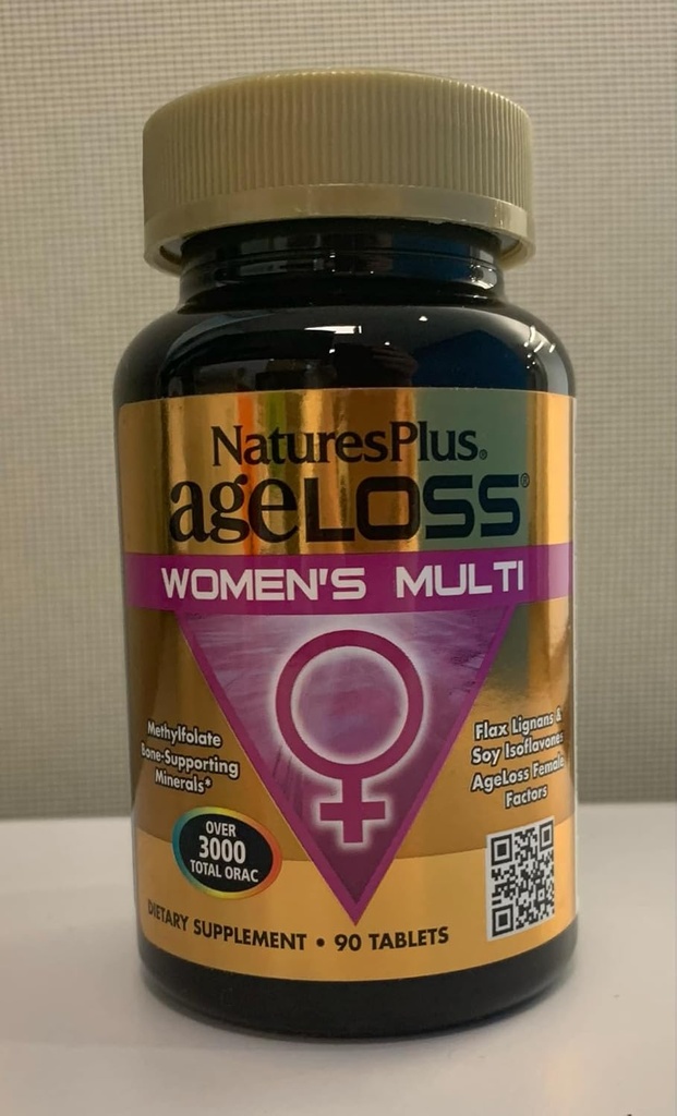 Natures Plus AgeLoss Women's Multi - 90 Tablet - Anti-Aging Multivitamin & Mineral Supplement, Menstrual & Menopausal Support, Antioksi - Gluten-Free - 30 Hizmet