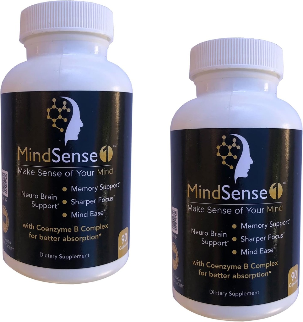 MindSense1, The Ultimate Nootropic Brain Support Supplement - All-Day Focus and Memory with no Stimulants, Balanced Nutrition with Synergistic Herbs, Antioksis and Minerals 180 Capsules