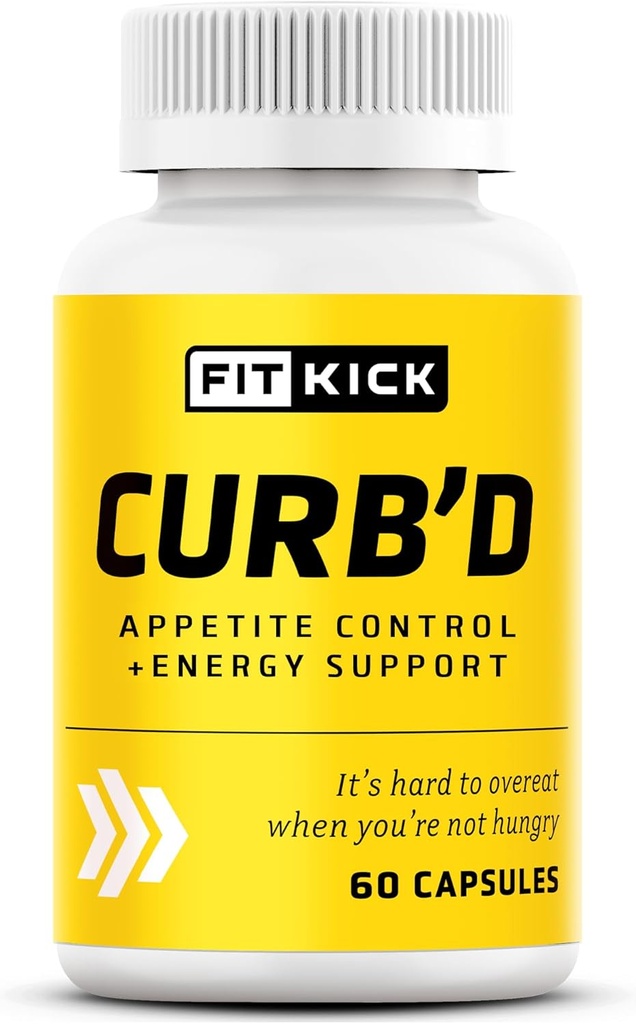 FITKICK Curb'D Capsules – Non-Prescription Appetite & Craving Support, Energy & Focus Formula with Natural Extracts - Raspberry Ketones, Green Coffee Bean & Citrus Aurantium - 60 Vegan Capsules