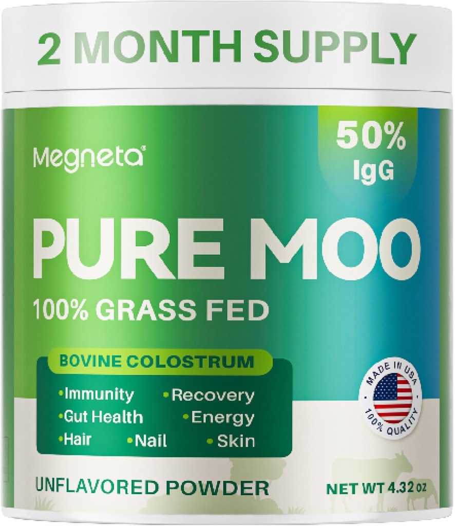 Bovine Colostrum Supplement for Humans - 12H İlk Süt% 50 IgG 100% Grass Fed, Colostrum Toz for Gut Health, Skin & Hair, Beauty ve Immune Support Pure Moo Hua, Gluten & Fat Free (Unflavored) v2