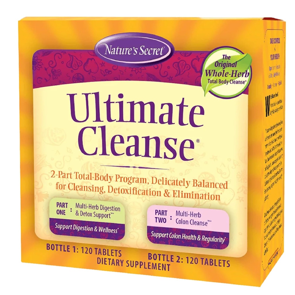 Nature's Secret Ultimate Cleanse 2Part Total Body Detoxification & Elimination Supports Digestion, Wellness, Kolon Health & Regularity - Multi-Herb Digestion & Multi-Fiber Cleanse - 240 Tablet