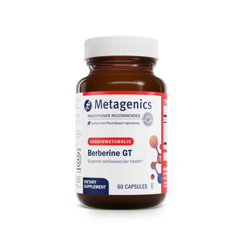 Metagenics Berberine GT - Berberine Supplement 500 mg - Kalp Sağlığı, Sağlıklı Kolesterol, Triglyceride & Carbohidrat Metabolism - Non-GMO, Gluten-Free, Vegetarian - 60 Capsules
