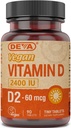 DEVA Vegan D2 60 mcg 2400 IU, Ergocalciferol Supplement with No Animal Materialss, 90 Tablet, 1-Pack