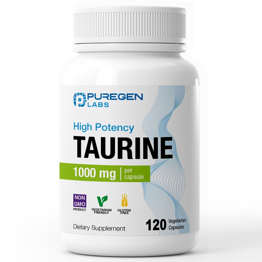 Puregen Labs Taurine 1000mg [Υψηλή ισχύς] 120 κάψουλες Veg 