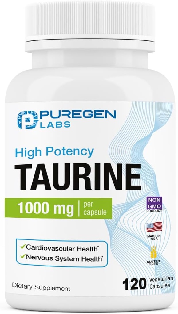 Safgen Laboratuvarları Taurine 1000 mg [High Potency] 120 Veg Capsules | No Harmful Words | Non-GMO, NO Gluten ve Dairy, Supports Heart Health and Muscle Recovery | 120 Servisler | Made in USA