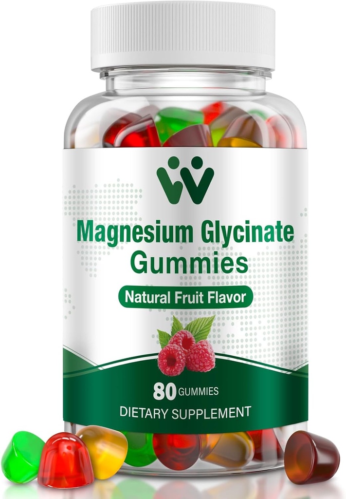 Magnezyum Glycinate Gummies 400 Mg, Sugar-Free Magnezyum Gummies for Kids and Yetişkinler with L-Threonate,dis & Vitamins B6+D3, 80 Count Magnezyum Glycinate Gummy Karma Meyve Flavors