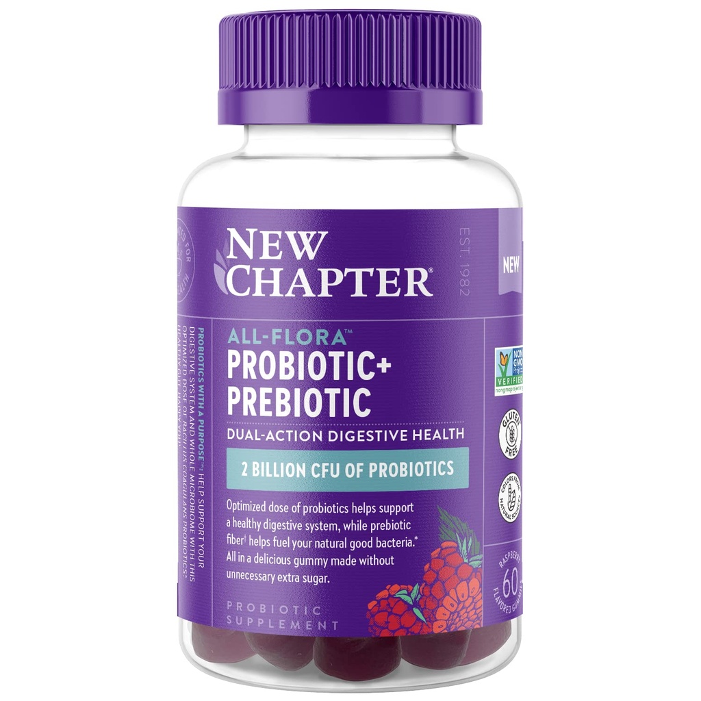 Yeni Bölüm Probiyotik Gummies for Women and Men, All-Flora (1 Ay Supply) – 55% Daha az Şeker+, Probiyotiks + Prebiyotik Fiber +% 100 Vegan + Non-GMO
