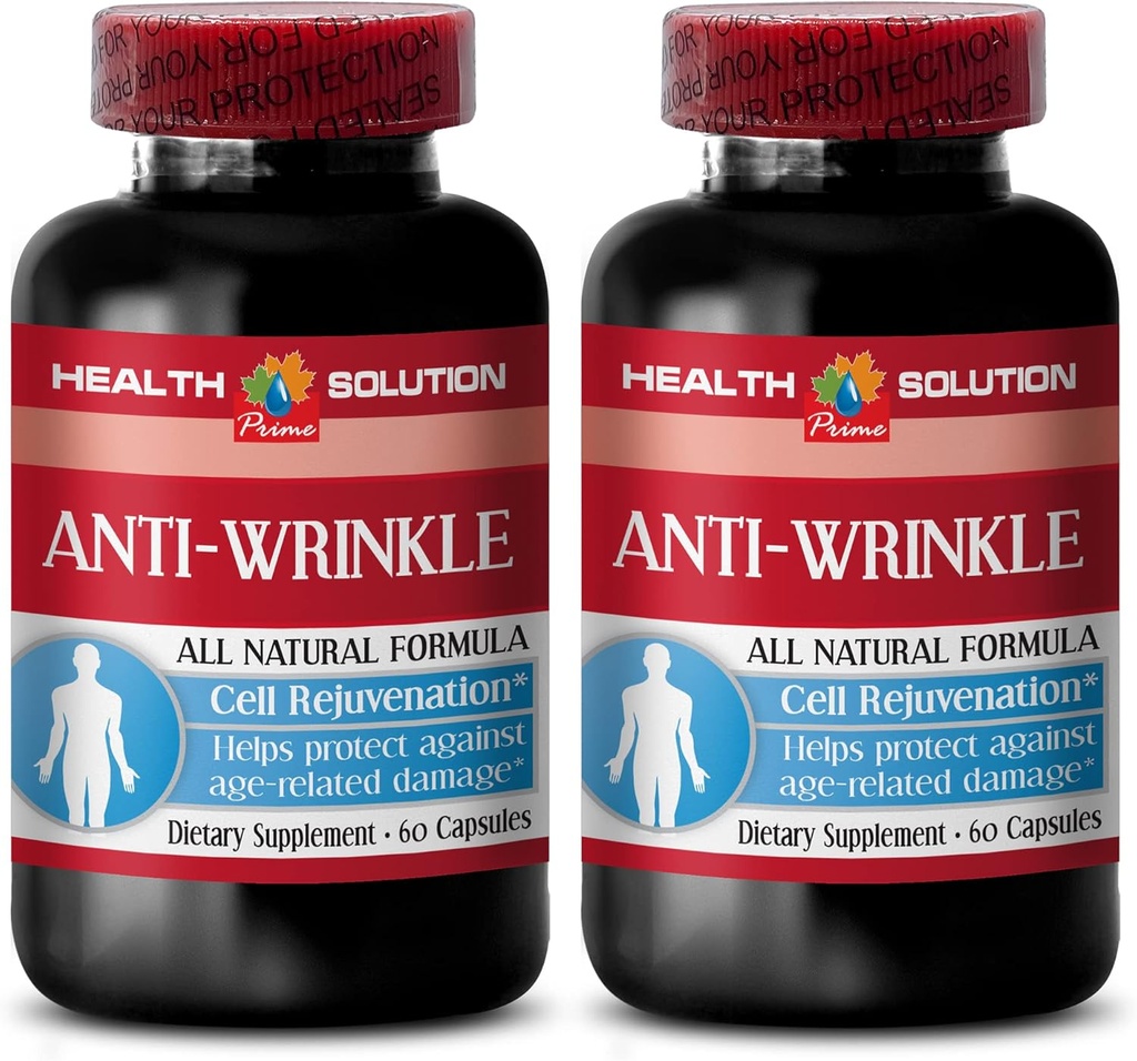 αντιρυτιδικές κάψουλες για το πρόσωπο - ANTI- WRINKLE COMPLEX - μέταλλα δέρματος, αντιγηραντικό συμπλήρωμα, βιταμίνη Ε κολλαγόνο, αντιρυτιδικό ορό, άλφα λιποϊκό οξύ, αντιρυτιδικά χάπια για γυναίκες, 2 Bot 120 Caps