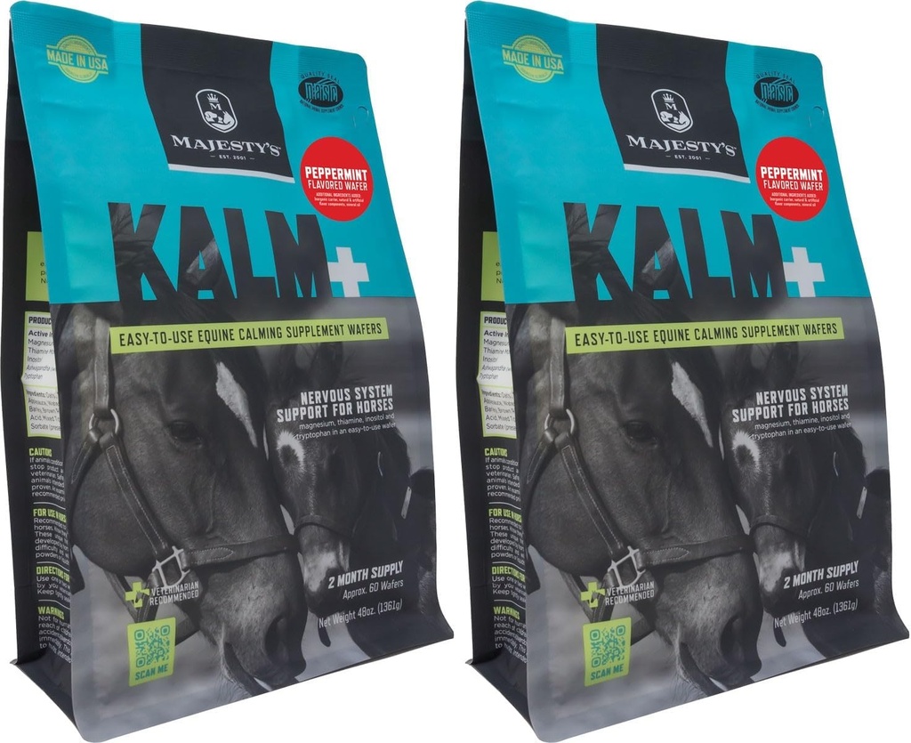 Majestelerinin Kalm+ Wafers - Superior Horse/Equine Calming Supplement (Peppermint, 2 Pack (120 Count Total))