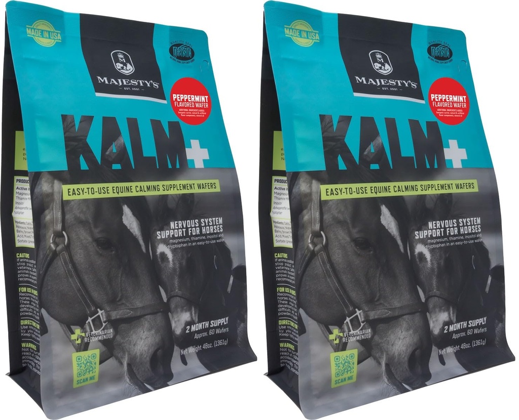 Majestelerinin Kalm+ Wafers - Superior Horse/Equine Calming Supplement (Peppermint, 2 Pack (120 Count Total))