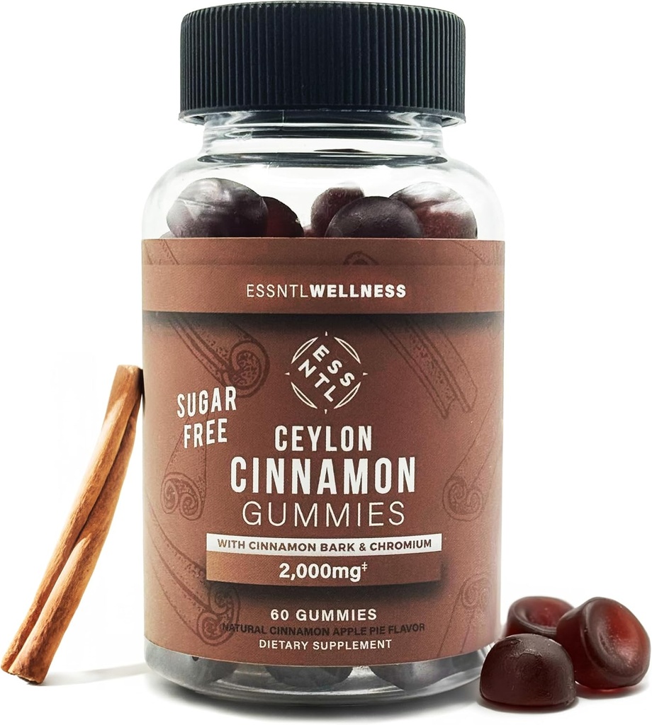 Ceylon Cinnamon Sugar-Free Gummies - 120ct | 2000mg Per | Antioksi & Ortak Destek | Delicious Apple Pie Flavor | Vegan & Gluten-Free Cinnamon Supplements