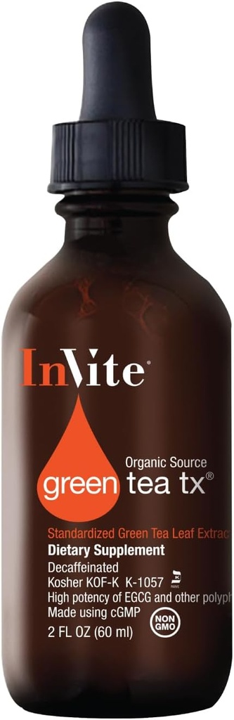 Invite Health Green Tea Tx® - Destekler Immune Health - Yeşil Çay Üreten ve C Vitamini - One Dropperful, Yeşil Çayın Anti Güçoksitoksisine sahiptir - 2 Akışkan Ounces