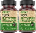 DEVA Tiny Tabletler Vegan Multivitamin for Women & Men 2Pack with Iron, Vitamin C, E, B Kompleks Vitaminleri, çinko, 90 Tabletler Her Şey için Çok Vitaminler