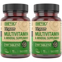 DEVA Tiny Tablets Vegan Multivitamin για γυναίκες & άνδρες 2-πακέτο με σίδηρο, βιταμίνη C, E, B Complex Βιταμίνες, ψευδάργυρος, 90 δισκία