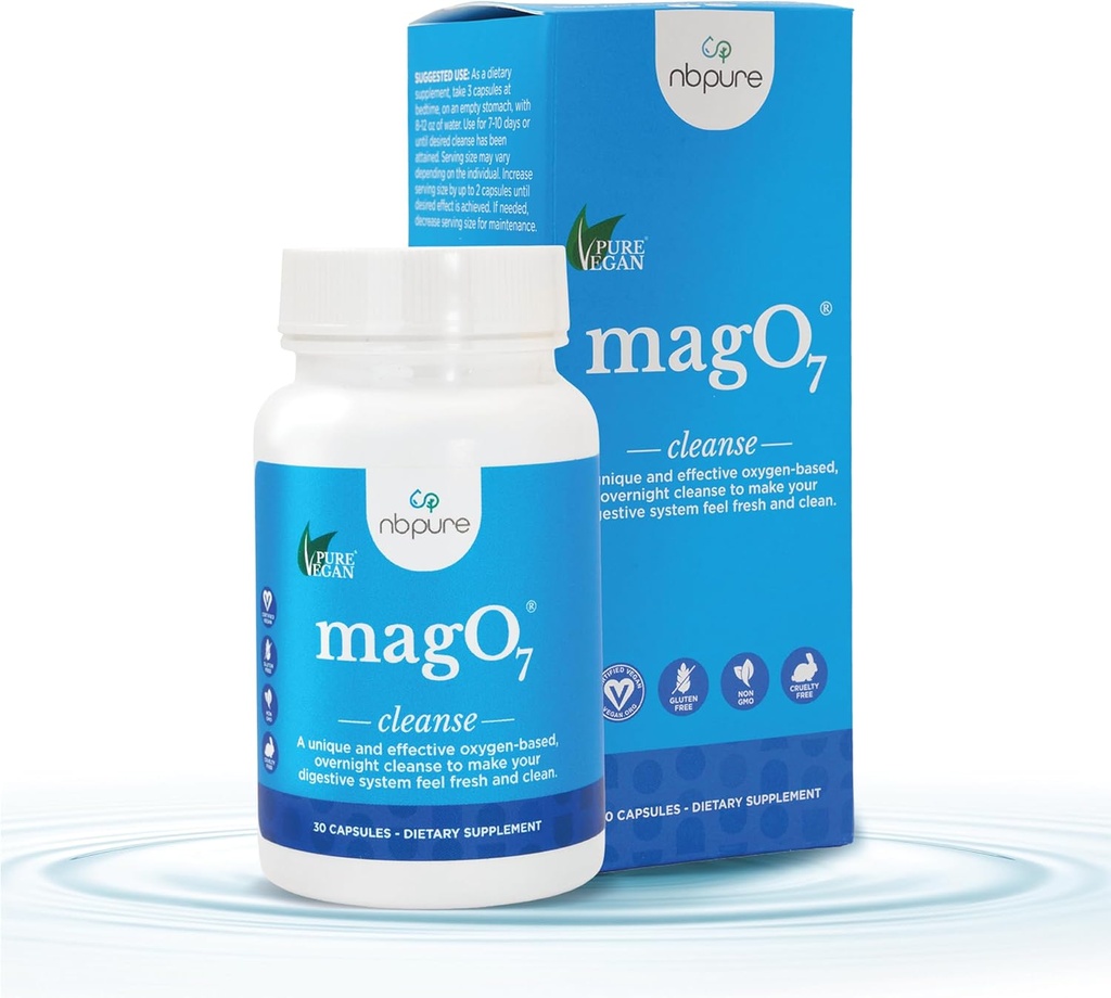 nbpure MagO7 - Doğal Kolon Temiz ve Detox - Occasional Constipation Relief, Stool Softing, & Bloating Support for Men & Women - Ozonated Magnezyum Oksit, 30 Capsules