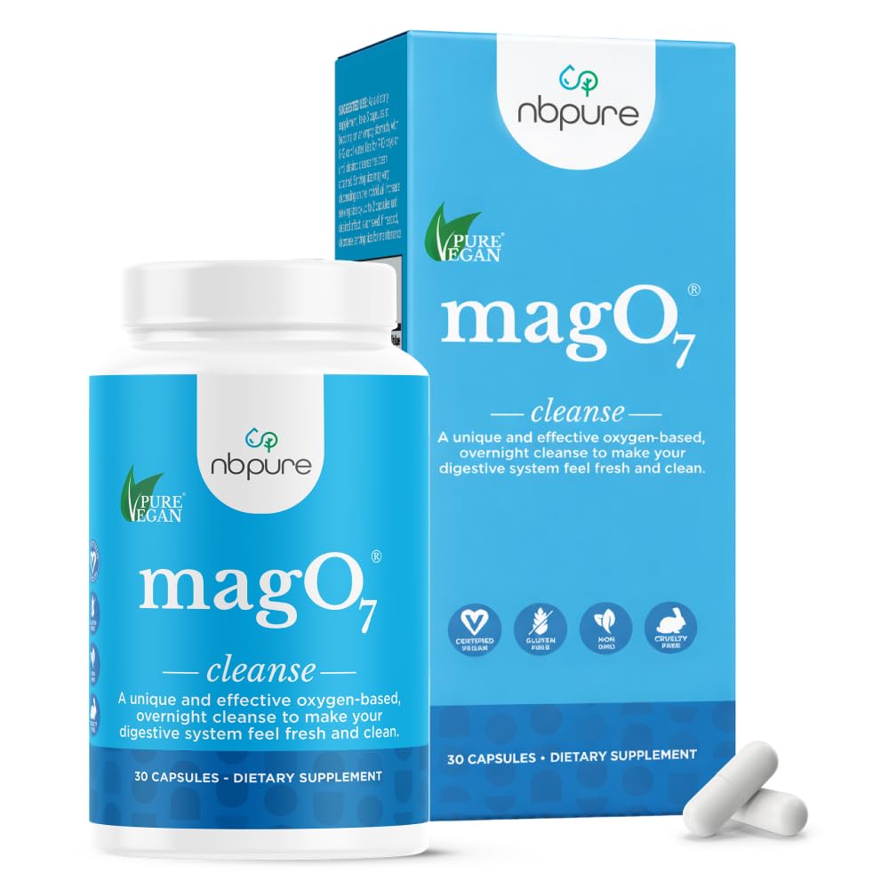 nbpure MagO7 - Doğal Kolon Temiz ve Detox - Occasional Constipation Relief, Stool Softing, & Bloating Support for Men & Women - Ozonated Magnezyum Oksit, 30 Capsules