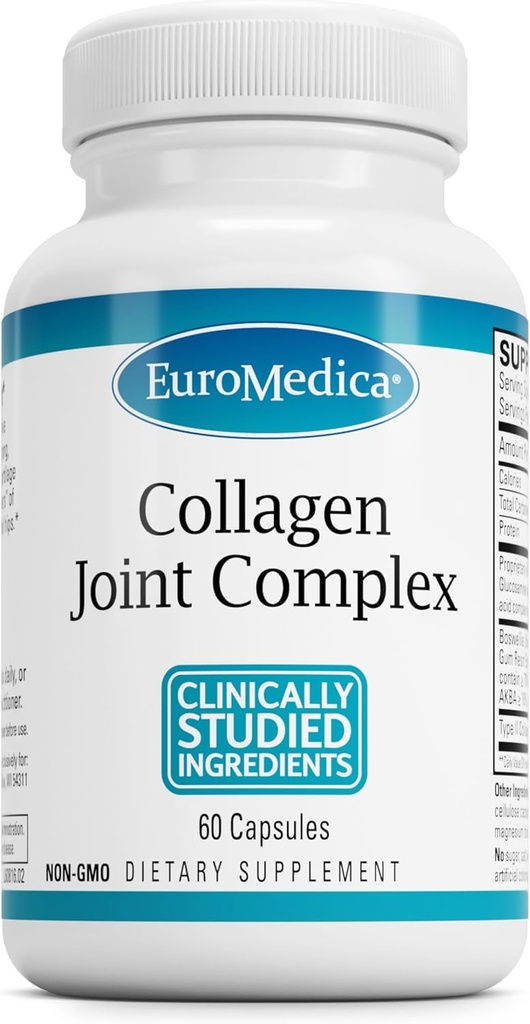 EuroMedica Collagen Ortak Kompleksi - Ortak Sağlık Desteği için Collagen Supplement - Boswellia Extract & Type II Collagen - Lower Back & Diz Desteği - 60 Capsules