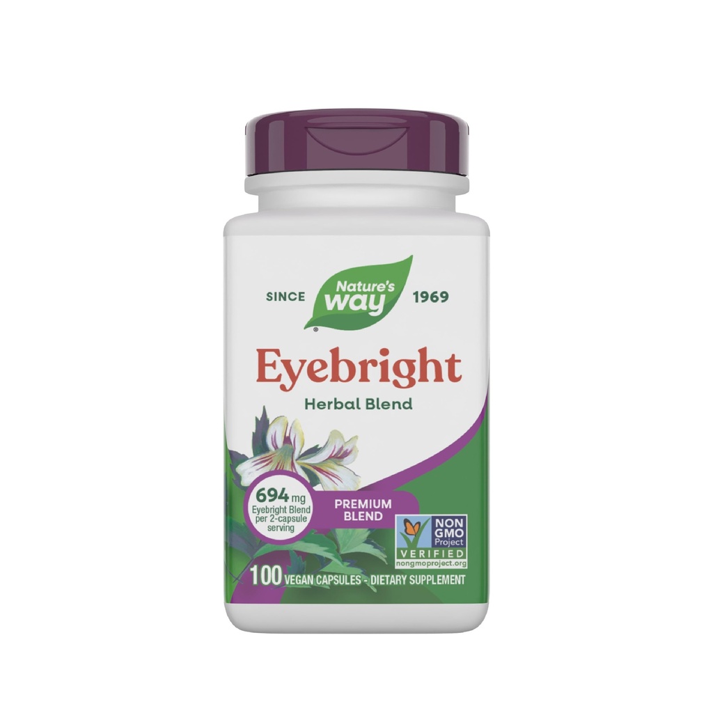 Nature's Way Eyebright Premium Blend, Herbal Blend, Μη ΓΤΟ Έργο Επαληθευμένο, Vegan, 100 Κάψουλες (Packaging May Vary)