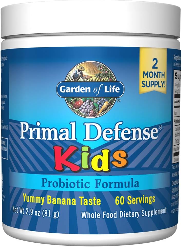 Çocuklar için Tüm Gıda Probiyotik Bahçesi - Primal Savunma HSO Probiyotik Formula Çocuk Diyeti Tamam, 2.9oz (81g) Vegetarian Toz