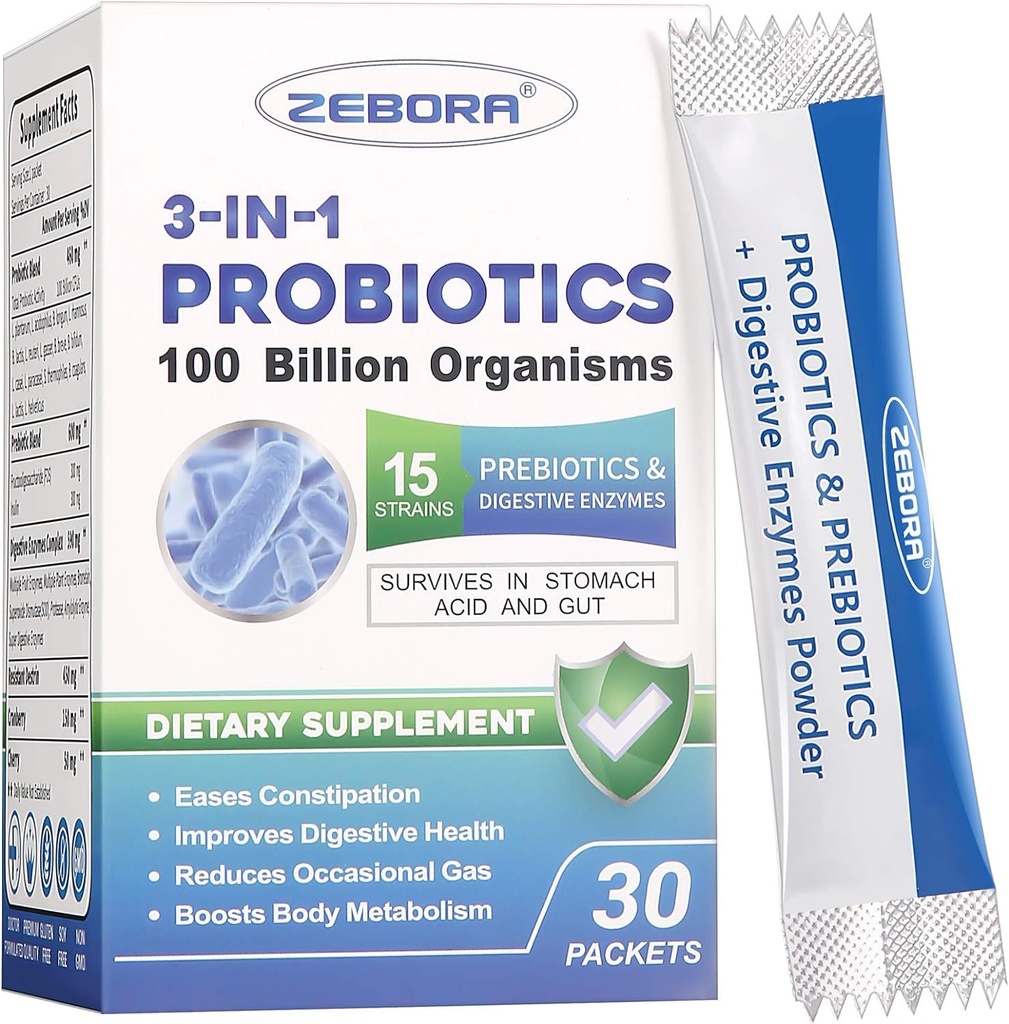 Προβιοτικά για γυναίκες & άνδρες - 100 Billion Plus Digestive Enzymes & Prebiotics, Highest Potency 3-in-1 Πλήρης Προβιοτικά για Digestive Υγεία, Ανοσολογική Υποστήριξη