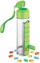 Synergy Water Şişe & Pill Organizer - Su, Meyve, Vitaminler için Seyahat Depolama Konteyneri - Portre 7 Günlük Pillbox - Açık, Spor, Seyahat - Kolay Taş - 400 ml (Green)