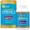 Qunol Advanced Omega 3 Krill ve Fish Oil Kompleksi, 10x Better Bioavailability, One Pill Dose, 250 mg EPA & DHA, Supports Brain, Eye, Heart and Joint Health, 90 Count (Pack of 1)