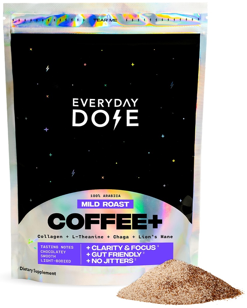 Günlük Dose Premium Adaptojenik Mushroom Coffee with Grass-Fed Collagen, Chaga, Lions Mane & L-Theanine for Better Focus, Energy, Digestion, Skin, Immunity 30 Services