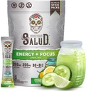 Salud 2in-1 Energy Drink Toz + Focus, Cucumber Lime, Organic Caffeine, B6 + B12, Theanine, Clean Energy Drink Packets, Agua Fresca Mix, Non-GMO, Gluten Free, Vegan, 1g of Sugar, (15 hizmet)