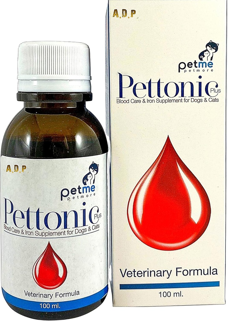 PETTONIC 100 ML. Tonic Petfun Liquid Dog Blood Support Iron Supplement for Dogs & Cats Puppies Kitten Food Multi Vitamins Folic B6 B12 Kırmızı Kan Hücresini Teşvik Ediyor, Hızlı Enerji ve Immunity