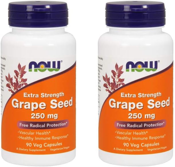 NOW Foods Grape Seed Extract 250mg, 90 Vcaps - (Συσκευασία του 2)
