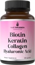 Biotin + Keratin + Marine Collagen + Hyaluronic Acid, 4-in-1 Hair Growth Vitamins with 1000006 Biotin Capsules, Cutningk for Women & Men with Hair İnceningn