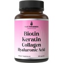 Biotin + Keratin + Marine Collagen + Hyaluronic Acid, 4-in-1 Hair Growth Vitamins with 10000mcg Biotin Capsules, Thickening Complex for Women & Men with Hair Thinning