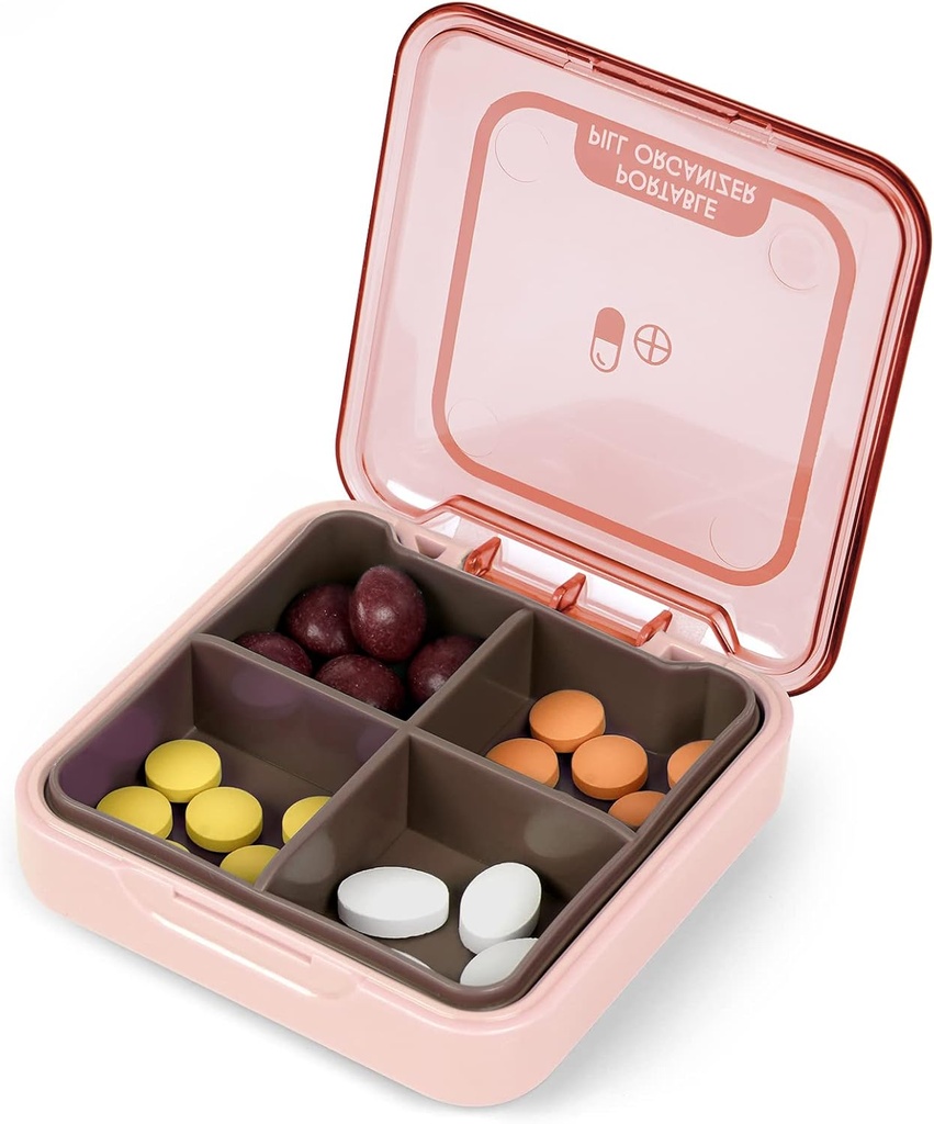 Günlük Pill Organizer, 4-Compartment Portable Medicine Box, Travel Karşılaştırmalar, Moisture Re Küçük Pill Case for Pocket Purse, Daily Pill Holder Konteyner Konteyner
