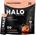 Halo Hydration Electrolyte Toz Paketleri - Peach - 24 Her biri (5g Her) - Low Sugar Hydration Drink with Low Sugar + Essential Vitamins + Minerals - Vegan