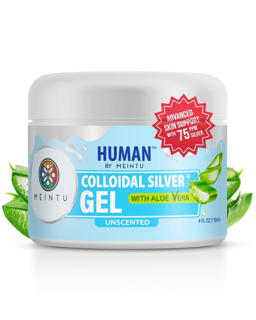 MEINTU Ultra-Pure Colloidal Silver Gel, Skin Bio-Active Silver Hydrosol Gel Skin - 4 oz - 75 PPM Yetişkinler, Çocuklar ve Evcil hayvanlar için güvenli