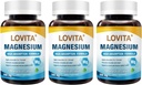 Lovita Triple Magnesium Complex 500mg, Υψηλή Απορρόφηση και Δύναμη Φόρμουλα, Γλυκινικό, Κιτρικό & Οξείδιο, Υποστηρίξτε τον Ύπνο, Χαλάρωση, Καρδιά, Νεύρα & Υγεία των Οστών, 180 Κάψουλες Vegan (Pack of 3)
