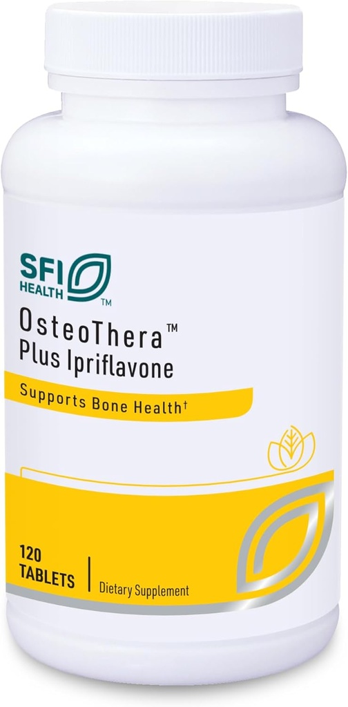 Klaire Labs SFI Health Osteothera Plus Ipriflavone Tablets - Hypoallergenic & Multifactorial Calcium Complex & Isoflavone Derivative Bone Support Formula with Vitamin K, D3, Magnesium (120 Tablets)