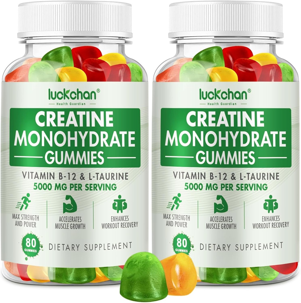Erkekler ve Kadınlar için 5000 mg'ı Kretine Monohidrat Gummies 5000 mg for Men & Women - Kretine for Women - Kas Strength, Muscle Builder, Energy Boost, 160 Count Pre-Workout Supplement