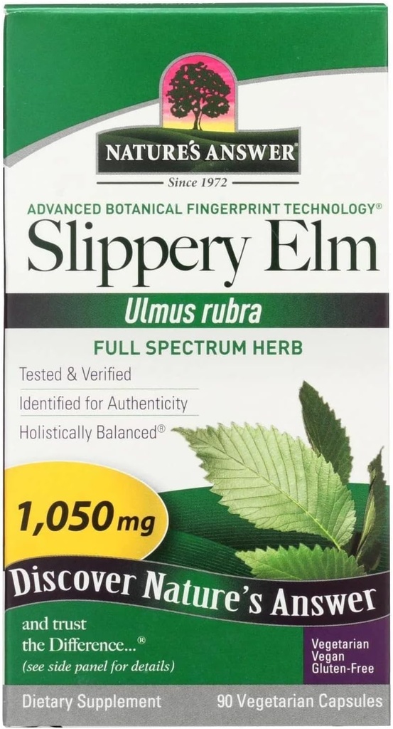 Doğanın Yanıtı Terpery Elm | Süper Yoğun Herbal Supplement | Soothes Mucous Membranlar | Demulcent Herb | Kosher | Vegan | Gluten Free | 90 Capsules